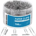 Assorted metal paper clips in clear jar 700pcs 28mm 33mm 50mm office stationery supply - 6 Grids Style / 28mm 450 Pieces + 33mm 200 Pieces + 50mm 50 Pieces / Silver