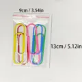 Large colorful paper clips, anti-slip metal coated stationery clips for school and office use. - 100mm Mixed Colors - 6 Pcs/Bag