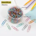 Colorful large paper clips set with round storage box 50mm 300pcs office stationery supplies - Six-Grid Zebra Style / 50mm 300 Pieces / Zebra Pattern