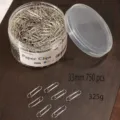Silver metal paper clips 33mm 750pcs 325g in clear plastic jar container set office stationery - Undivided Style / 33mm 750 Pieces / Silver