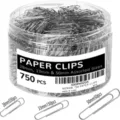 Assorted silver metal paper clips set in jar, 28mm 33mm 50mm 750pcs office stationery. - 6 Grids Style / 28mm 550 Pieces + 33mm 150 Pieces + 50mm 50 Pieces / Silver