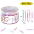 Macaron colored paper clips 50mm 300pcs in clear container, cute stationery for office. - Six-Grid Macaron Style / 50mm 300 Pieces / Macaron Color