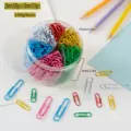Colorful paper clips set in round transparent multi-compartment container, office stationery. - 6 Grids Style / 28mm 300 Pieces + 50mm 150 Pieces / Colorful