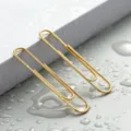 Gold metal paperclips set, elegant stationery tool and bookmark accessory for office use. - 50mm Gold
