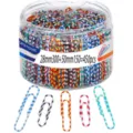 Colorful striped paper clips set in a clear storage jar, office stationery 450pcs pack. - Six-Grid Zebra Style / 28mm 300 Pieces + 50mm 150 Pieces / Zebra Pattern