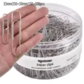 Silver metal paper clips set 33mm and 50mm assorted sizes 500 pieces office stationery - Six-Grid Anti-Slip Style / 33mm 350 Pieces + 50mm 150 Pieces / Silver