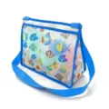 Kids mesh beach bag for toys and shells, blue shoulder strap, lightweight storage bag. - 21*25*10cm / Navy Blue Fish