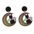 Pendientes de acrílico luna arcoíris gato negro alas joyería de moda para mujeres - C-709
