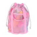 Bolso de playa de malla rosa con cordón y asas, ideal para juguetes y artículos de natación. - 22*34CM / Bolso de playa rosa liso