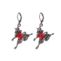 Gothic dark style butterfly earrings featuring dark metal finish and sparkling red crystal stones. - Style 2