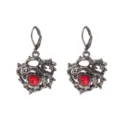 Gothic dark red heart thorn earrings vintage punk black metal crystal drop earrings for women party - Style 4