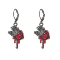 Gotische dunkle Stil Retro Silber Rose rote Kristall Herz Ohrringe fur Halloween Party. - Stil 9