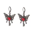 Gotische dunkle Stil Schmetterling rotes Herz Schlüssel Ohrringe, Vintage Metall Ohrringe. - Stil 10