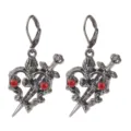 Gothischer Dunkler Stil Herz Dolch Ohrringe mit Roten Kristallen und Punk Schmuck - Stil 20