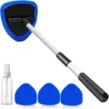 Detailed view of the windshield cleaning tool with extensible handle and replacement pads. - Combination 1