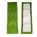 Green microfiber coral fleece flat mop replacement pad detail view, highly absorbent material. - 43x14cm / Pale Green