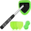 Car windshield cleaning tool with extendable handle, interior window brush kit and spare pads. - Combination 4