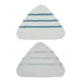 Triangular microfiber replacement mop pads with blue stripes and velcro for steam mops. - 28.5*20cm / White + Light Blue