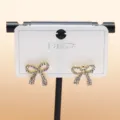 Gold rhinestone bow stud earrings elegant crystal bowknot earrings for women daily chic jewelry - C-600 Gold