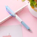 Penna gel a scatto azzurra minimalista con punta a proiettile per scuola e ufficio - 0.5mm / Corpo Blu Inchiostro Nero
