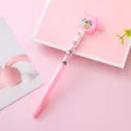 Pink cat-themed liquid glitter gel pen with colorful smiley sequins - Cat / 0.5mm / Pink