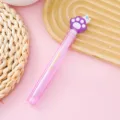 Cute cat paw gel pen with pink crystal barrel for creative stationery and students - 0.5mm / Purple