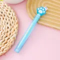 Cute blue cat paw gel pen with transparent crystal barrel for school and office stationery - 0.5mm / Blue