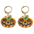 Halloween pumpkin earrings main image, cute orange rhinestone drop earrings for holiday party. - Pumpkin Earrings (C-617)