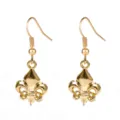 Elegant gold-plated metal hook earrings featuring a classic fleur-de-lis pendant design. - Fleur-de-lis Ear Hook (C-614)