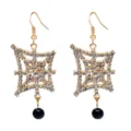 Gothic rhinestone dangle earrings for women vintage style crystal earrings black bead jewelry - Retro Cross Ear Hook (C-612)
