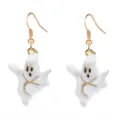 Halloween white ghost earrings cute spooky dangling drop jewelry with gold hooks for women - White Ghost Ear Hook (C-616)