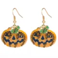 Halloween Pumpkin Rhinestone Earrings Gold Hook Enamel Festive Party Jewelry Gift - Pumpkin Ear Hook (C-617)