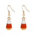Halloween Candy Corn Drop Earrings Gold Plated Enamel Teardrop Festive Party Jewelry Gift - Candy Corn Ear Hook (C-613)