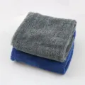 Twist pile microfiber car drying towel, ultra absorbent double sided cleaning cloth in grey blue - 40x40cm / Random Color
