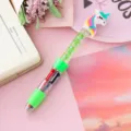 Unicorn quicksand 4-color ballpoint pen with green glitter for school and office use - 0.5mm Bullet Tip / Green