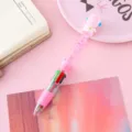 Penna a sfera 4 colori astronauta rosa con glitter liquidi per la scuola - Proiettile 0,5 mm / Rosa