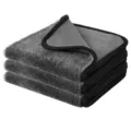 Thick microfiber car cleaning towel set, super absorbent grey polishing cloth with black edges. - 20*30cm / Gray Single-Sided - 600GSM