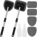 Retractable car windshield cleaner set with microfiber pads and spray bottles for auto windows. - Combination 5