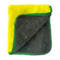 Toalla de microfibra gruesa para auto, bicolor amarillo gris con borde verde suave. - 45*38cm / Amarillo + Gris