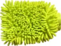 Bright green chenille car wash mitt detail, thick coral velvet design for scratch-free cleaning. - Double-Sided Chenille Mitt / 26x20cm / Neon Yellow