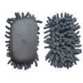 Grey chenille cleaning sponge detail, sandwich mesh and soft microfiber texture for efficient wiping. - Gray as Pictured