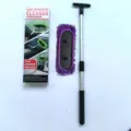 Extendable car window cleaner set with purple chenille mop head and adjustable aluminum handle. - Purple Floral