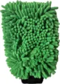Green chenille car wash mitt, super absorbent microfiber cleaning glove for auto detailing. - Double-Sided Chenille Mitt / 26x20cm / Green