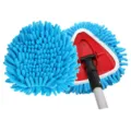 Replacement chenille mop head for spin mops, blue microfiber triangle pad with red base. - Teal