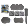 9-Piece Car Cleaning Kit Microfiber Wash Mitt Towels Sponges Wheel Brush Detailing Set - 9-Piece PVC Storage Bag Set