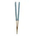 Blue microfiber cloth bamboo cleaning brush for car air vents, blinds, and narrow gaps. SKU variant. - Total Length 25.5cm / Light Blue