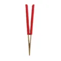 Microfiber cleaning brush with bamboo handle for car air vents and window blinds tool. - Total Length 25.5cm / Red