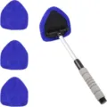 Auto Windschutzscheibe Reinigungsbürste mit Teleskopstiel und 3 blauen Mikrofaser-Pads. - Modell B EVA Hülle + 4 Blaue Fünfeckige Stoffbezüge