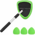 Cepillo de limpieza para parabrisas de coche con mango telescópico y almohadillas. - Piezas de Plástico + 4 Fundas de Tela Pentagonales Verdes