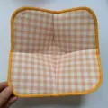 Mikrowellen Schüsselwärmer, orange karierter Stoff Hitzeschutz Untersetzer für Küche. - Gelb-weißes Karomuster-Modell